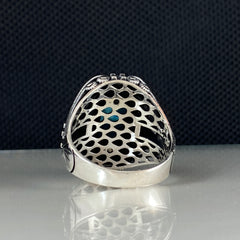 Aquamarine Blue Topaz 925 Sterling Silver Men Handmade Ring