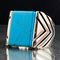 Turquoise 925 Silver Ring For Mens