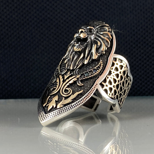 Lion Animal Leo Zodiac Archer Thumb 925 Sterling Silver Ring