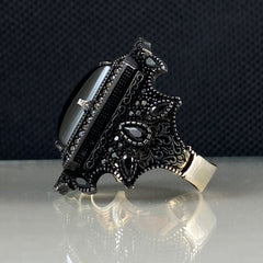 Black Onyx Gemstone 925 Solid Silver Men Handmade Ring