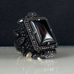 Black Onyx Gemstone 925 Solid Silver Men Handmade Ring