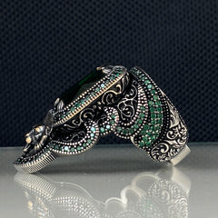 Lion Black Onyx Archer Thumb 925 Sterling Silver Ring