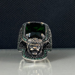 Lion Black Onyx Archer Thumb 925 Sterling Silver Ring