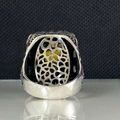 Yellow Citrine Stone 925 Solid Silver Men Handmade Ring