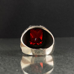 925 Sterling Silver Ruby Gemstone Men Ring