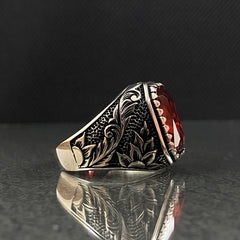 925 Sterling Silver Ruby Gemstone Men Ring