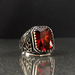 925 Sterling Silver Ruby Gemstone Men Ring