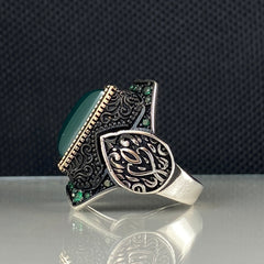 Green Agate Gemstone 925 Sterling Silver Men Handmade Ring