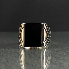 Onyx Gemstone 925 Silver Men Ring