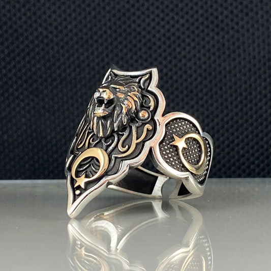 Lion Archer Thumb 925 Solid Silver Men Ring