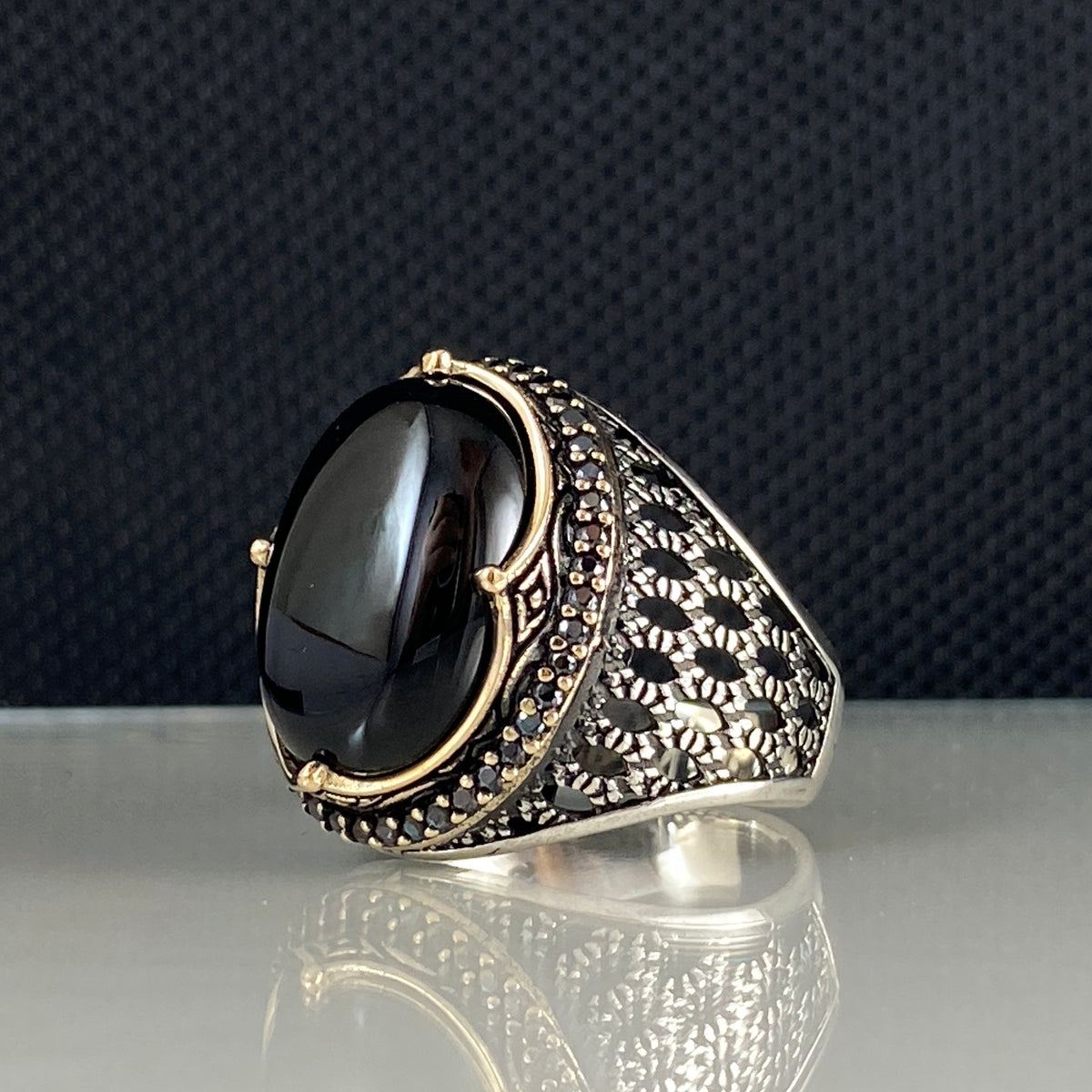 Onyx Gemstone Black 925 Solid Silver Men Handmade Ring