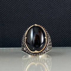 Onyx Gemstone Black 925 Solid Silver Men Handmade Ring