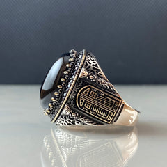 Black Onyx Gemstone 925 Solid Silver Men Ring