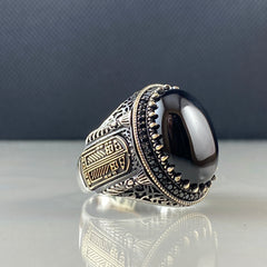 Black Onyx Gemstone 925 Solid Silver Men Ring