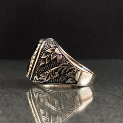 925 Silver Onyx Gemstone Men Ring