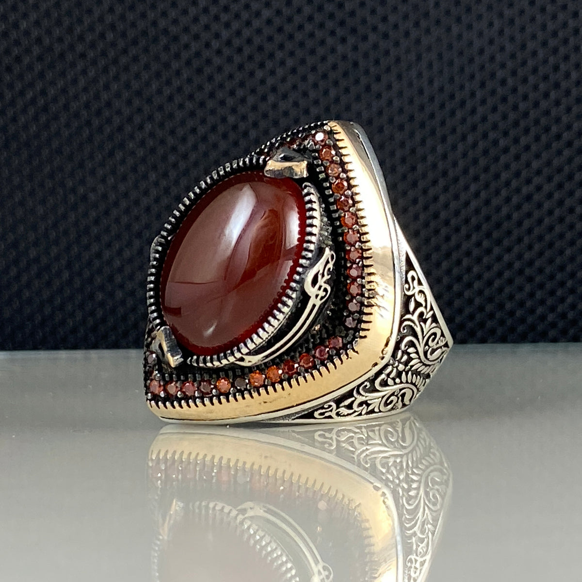 Red Agate Gemstone 925 Solid Silver Men Handmade Ring