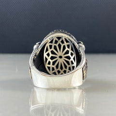 Mosque Onyx Stone Black 925 Sterling Silver Men Ring