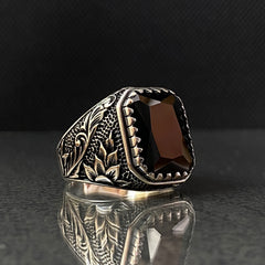 925 Silver Onyx Gemstone Men Ring