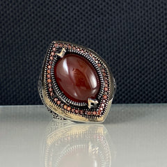 Red Agate Gemstone 925 Solid Silver Men Handmade Ring