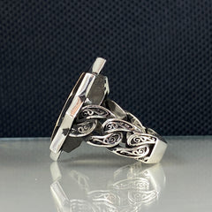 Turkish Flag Men Handmade 925 Solid Silver Ring