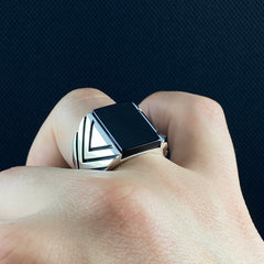 Onyx Gemstone 925 Silver Men Ring