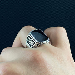 Black 925 Sterling Silver Men Ring