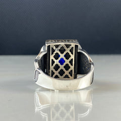 Sapphire Gemstone 925 Solid Silver Men Handmade Ring