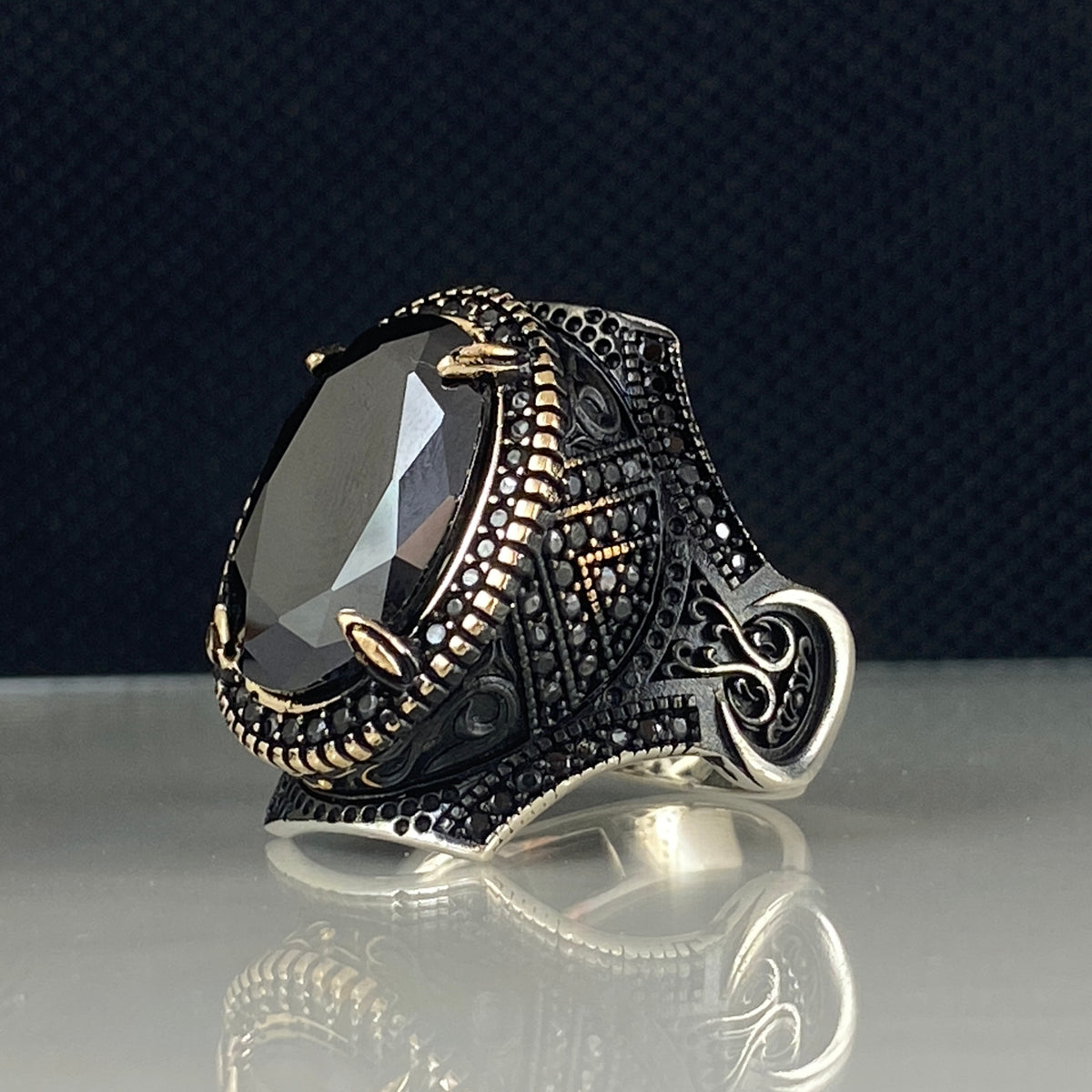 Onyx Gemstone 925 Solid Silver Men Handmade Ring