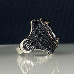 Black Onyx Gemstone 925 Solid Silver Men Handmade Ring