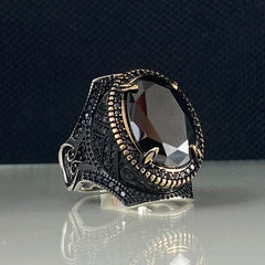 Black Onyx Gemstone 925 Solid Silver Men Handmade Ring