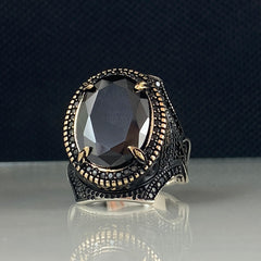 Black Onyx Gemstone 925 Solid Silver Men Handmade Ring