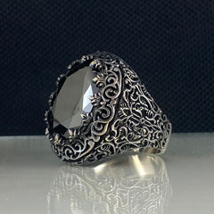 Classic Onyx Gemstone 925 Solid Silver Men Handmade Ring