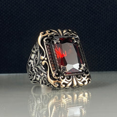 Ruby Gemstone 925 Sterling Silver Men Ring