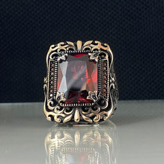 Ruby Gemstone 925 Sterling Silver Men Ring