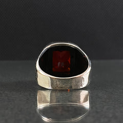 Red Ruby Gemstone 925 Solid Silver Ring For Mens