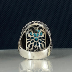 Aquamarine Blue Stone 925 Sterling Silver Men Ring