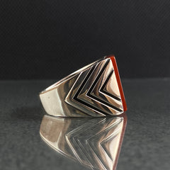 Agate 925 Sterling Silver Red Stone Ring For Men