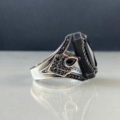 Black Onyx Gemstone 925 Solid Silver Men Ring