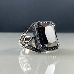 Black Onyx Gemstone 925 Solid Silver Men Ring