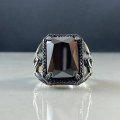 Black Onyx Gemstone 925 Solid Silver Men Ring