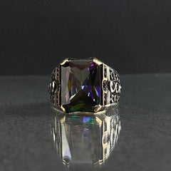 Mystic Topaz 925 Sterling Silver Men Ring