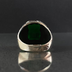 Anillo de plata maciza de piedra esmeralda 925, anillo de piedra preciosa esmeralda verde 