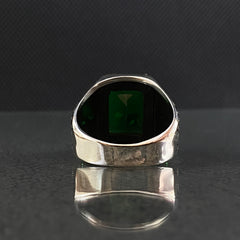 Anillo de plata maciza de piedra esmeralda 925, anillo de piedra preciosa esmeralda verde 