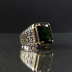 Anillo de plata maciza de piedra esmeralda 925, anillo de piedra preciosa esmeralda verde 