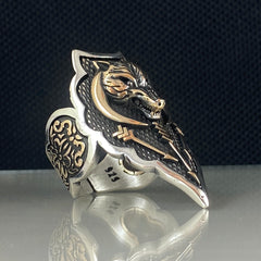 Lion Archer Thumb 925 Solid Silver Men Ring