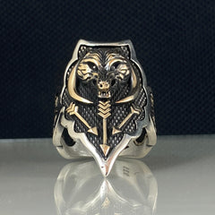 Lion Archer Thumb 925 Solid Silver Men Ring