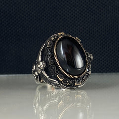 Black Onyx Stone 925 Solid Silver Handmade Ring