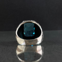 Aquamarine 925 Silver Ring For Mens