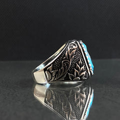 Aquamarine 925 Silver Ring For Mens