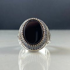 Black Onyx Gemstone 925 Sterling Silver Men Handmade Ring